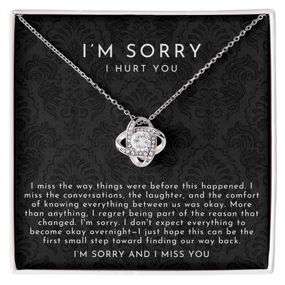 I'm Sorry Apology Love Knot Necklace | I Miss You Black Lace