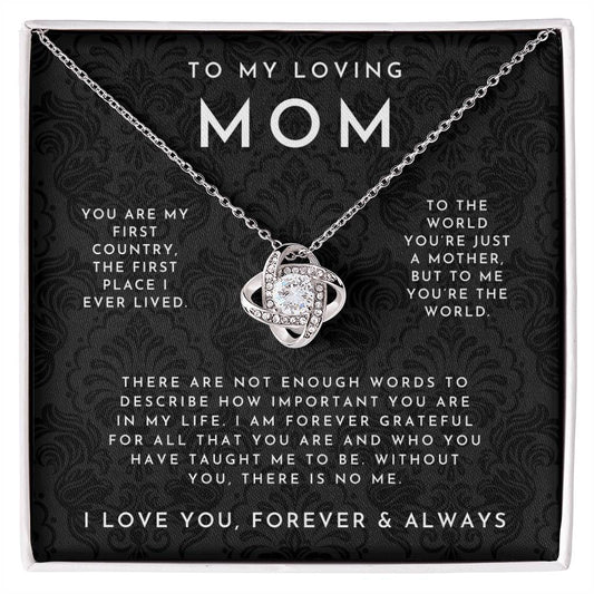 To My Loving Mom Love Knot Necklace
