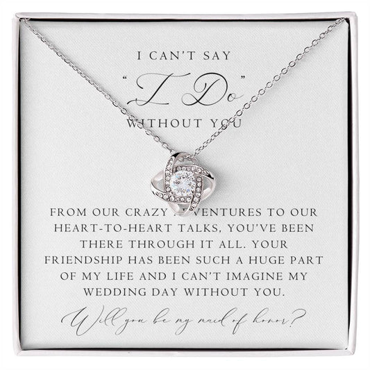 Maid of Honor Proposal Love Knot Necklace | Classic Script