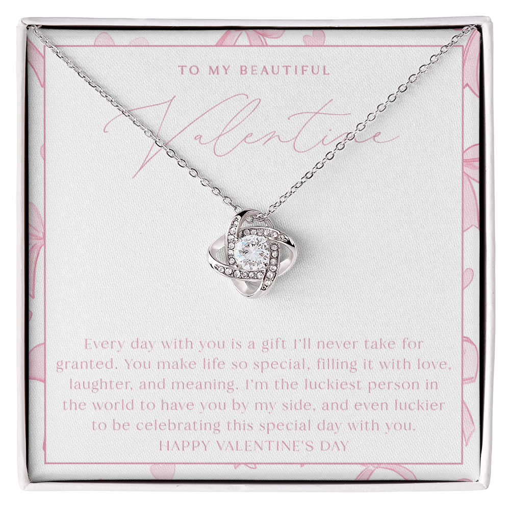 Pink Bow To My Valentine - Valentine's Day Necklace