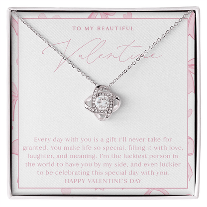 Pink Bow To My Valentine - Valentine's Day Necklace