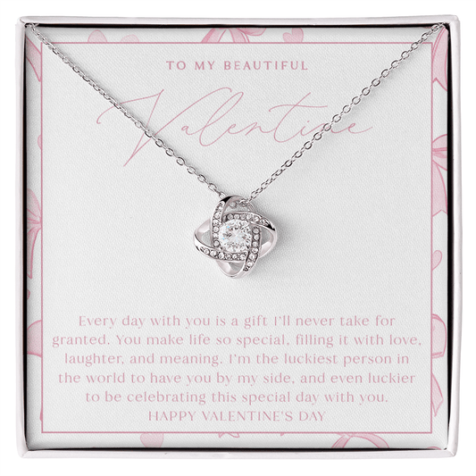 Pink Bow To My Valentine - Valentine's Day Necklace