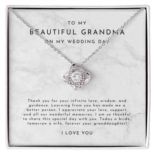 Grandmother Of The Bride Gift (Thank You For Your Infinite Love) Love Knot Necklace - Timeless Marble Collection