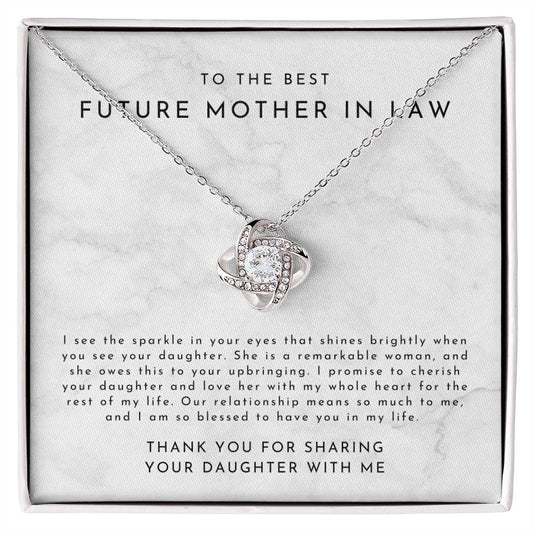 Mother In Law Gift (I See The Sparkle DAUGHTER) Love Knot Necklace - Timeless Marble Collection