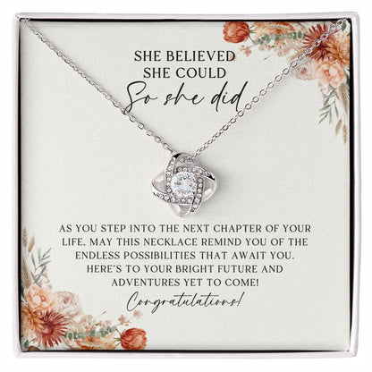 Boho Floral She Believed She Could Graduation Necklace