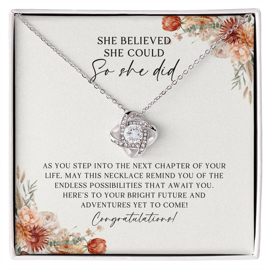 Boho Floral She Believed She Could Graduation Necklace