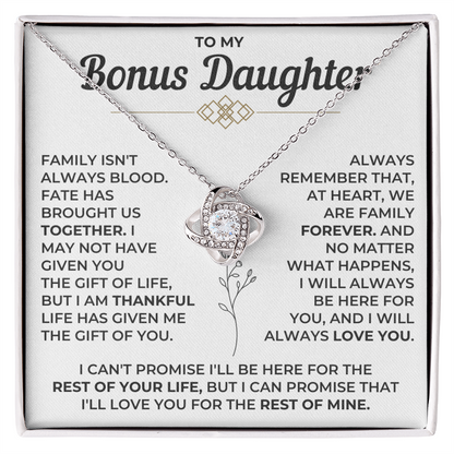 To My Bonus Daughter - Love Knot Necklace