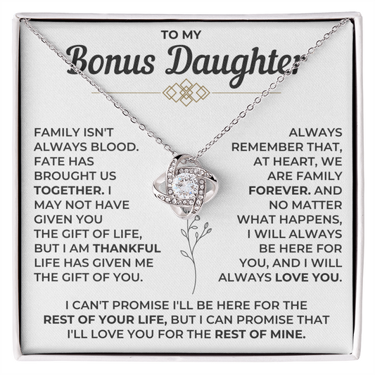 To My Bonus Daughter - Love Knot Necklace