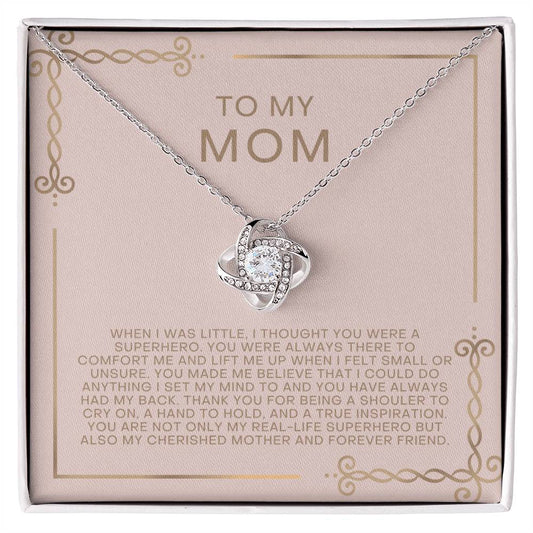 Blush and Gold Superhero Mom Necklace