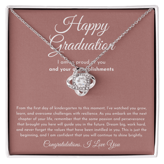 Happy Graduation (I Am So Proud) Love Knot Necklace