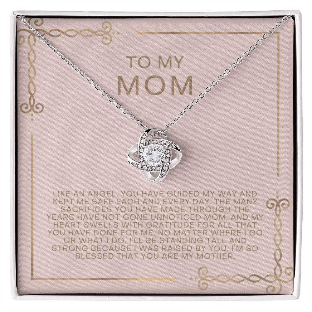 Gold and Blush Angel Mom Necklace