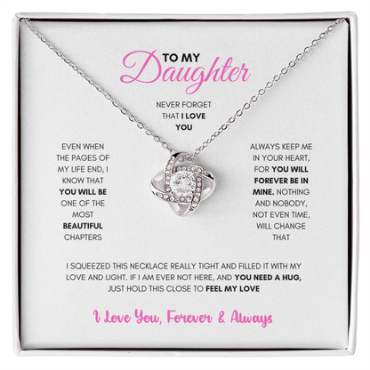 To My Daughter (Pages Of My Life) Love Knot Necklace