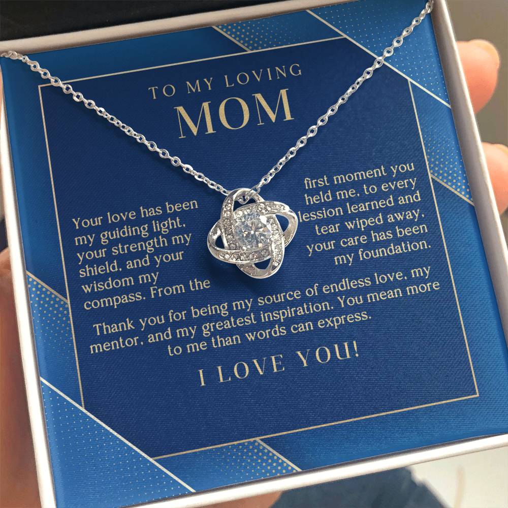 Navy and Gold Endless Love Mom Necklace