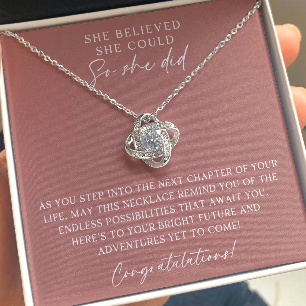 Rose Gold She Believed She Could Graduation Necklace