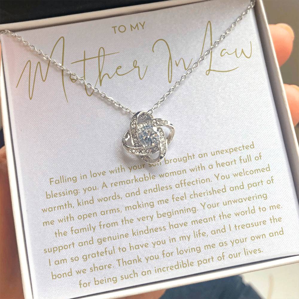 Mother In Law Gift (Falling In Love With Your Son) Love Knot Necklace - Heartfelt Collection