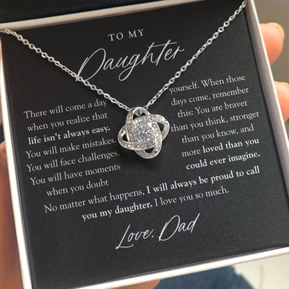 To My Daughter Necklace | Braver Than You Think Matte Black