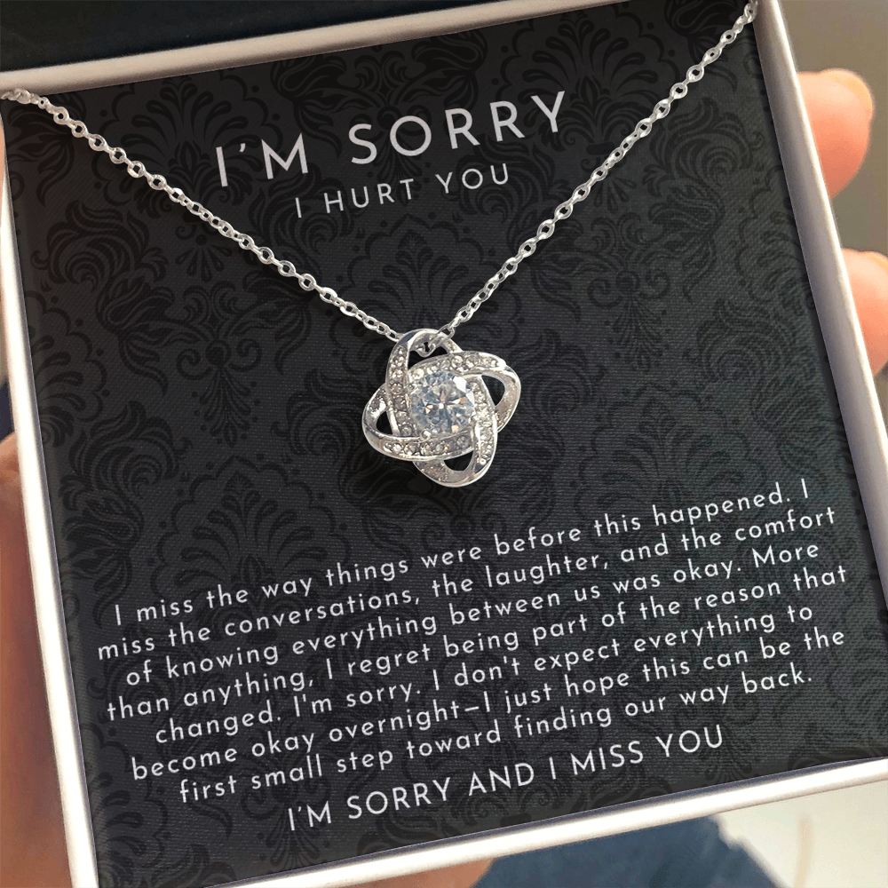 I'm Sorry Apology Love Knot Necklace | I Miss You Black Lace
