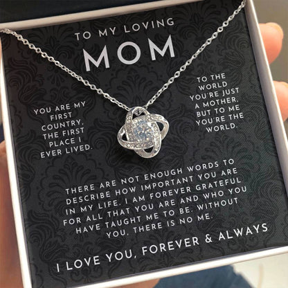 To My Loving Mom Love Knot Necklace