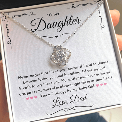 To My Daughter (Never Forget) Love Knot Necklace