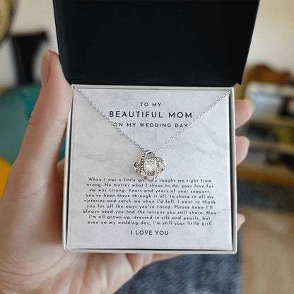 Mother Of The Bride Gift (When I Was A Little Girl) Love Knot Necklace - Timeless Marble Collection