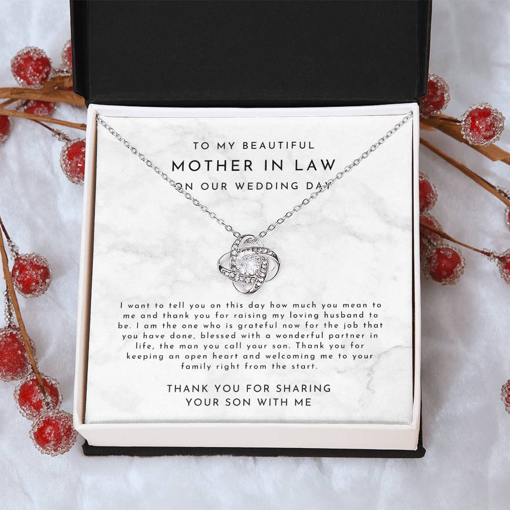 Mother In Law Gift (I Want To Tell You) Love Knot Necklace - Timeless Marble Collection