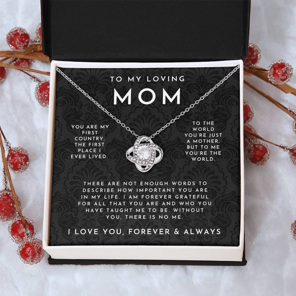 To My Loving Mom Love Knot Necklace