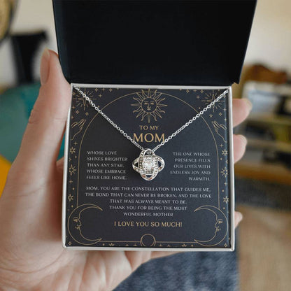 Celestial Moon and Stars Mom Love Knot Necklace