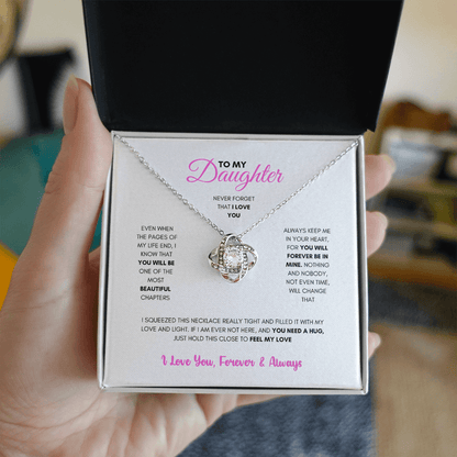 To My Daughter (Pages Of My Life) Love Knot Necklace