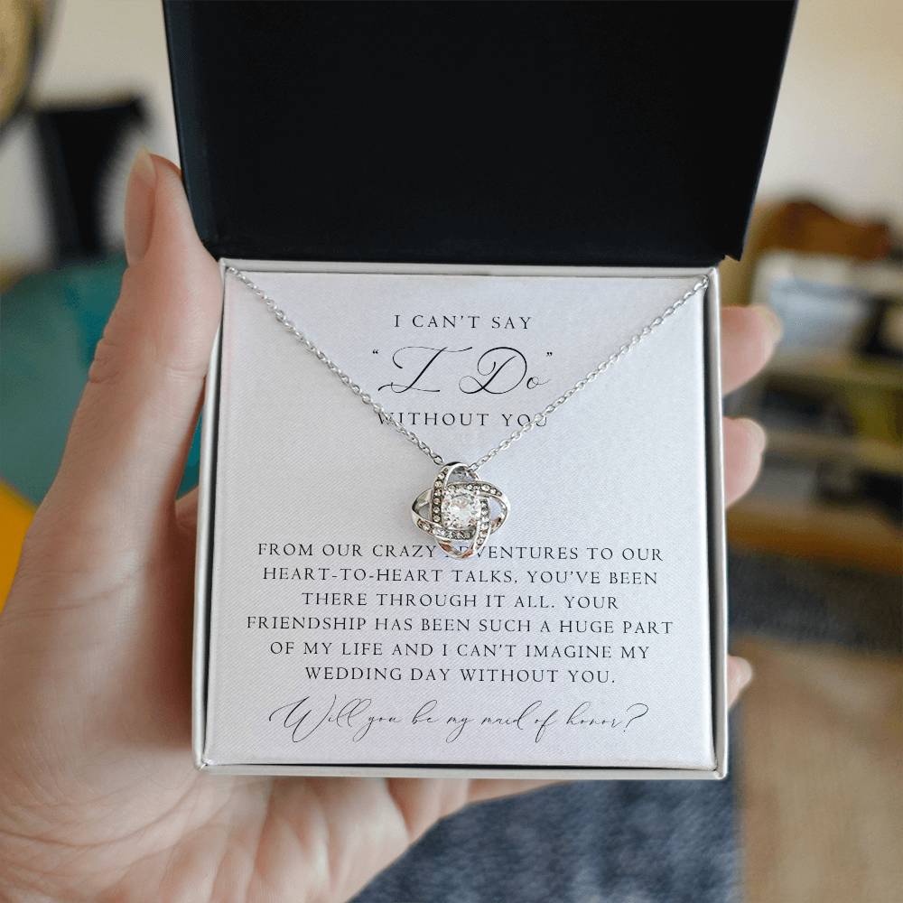 Maid of Honor Proposal Love Knot Necklace | Classic Script