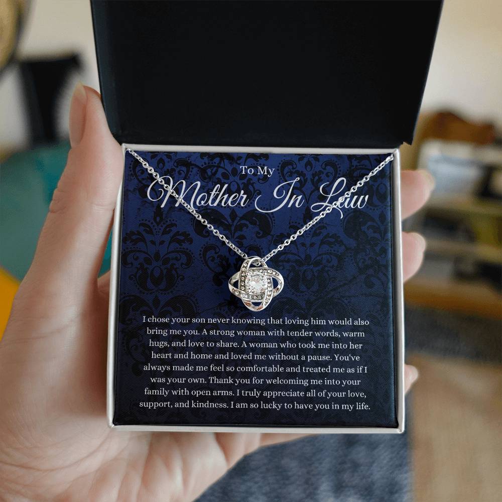 Mother In Law Gift (I Chose Your Son) Love Knot Necklace - Blue Lace Collection