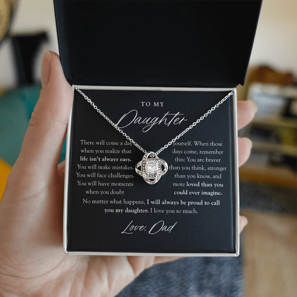 To My Daughter Necklace | Braver Than You Think Matte Black