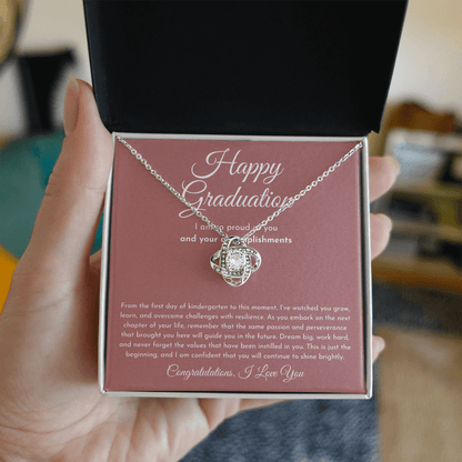 Happy Graduation (I Am So Proud) Love Knot Necklace