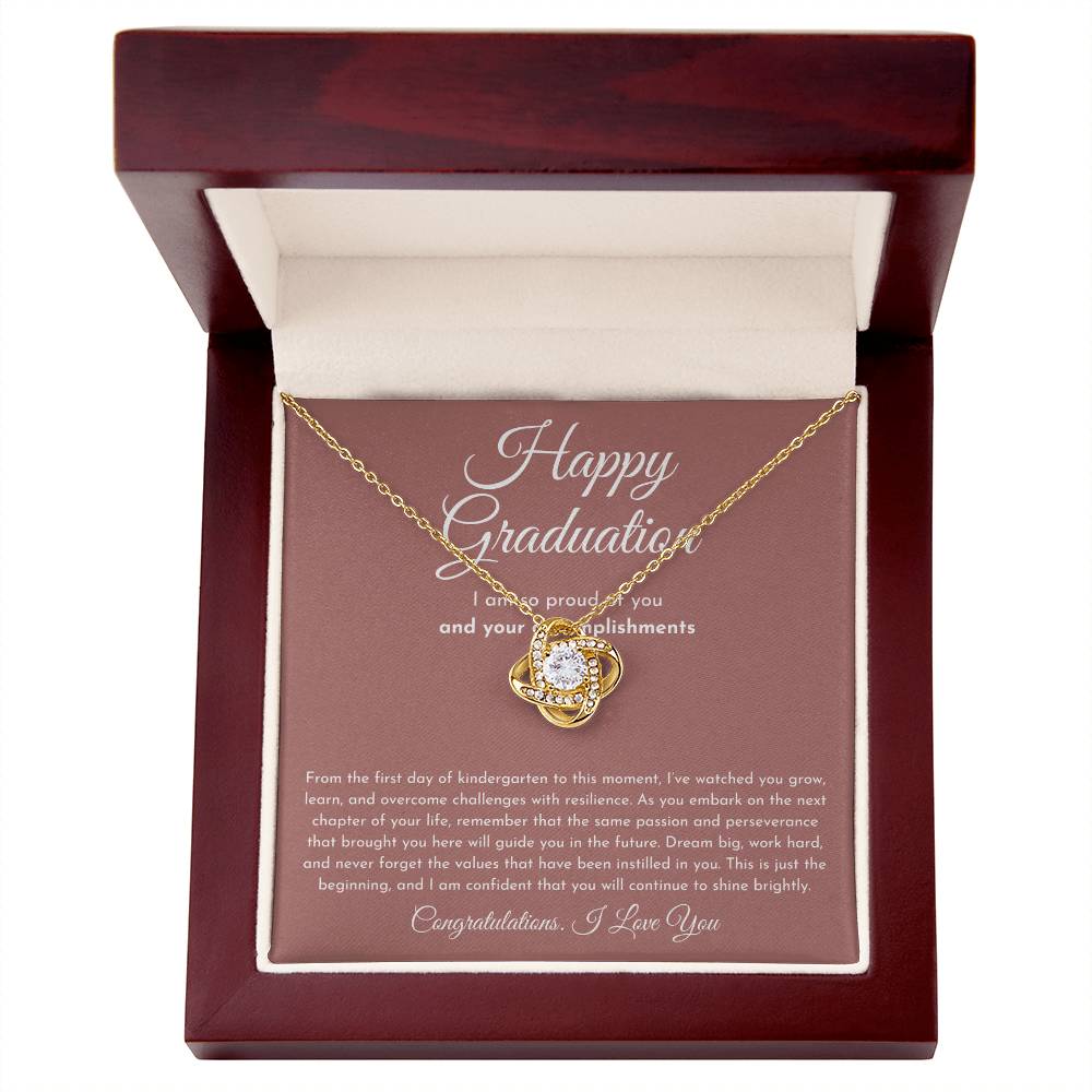 Happy Graduation (I Am So Proud) Love Knot Necklace