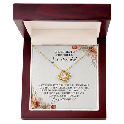 Boho Floral She Believed She Could Graduation Necklace