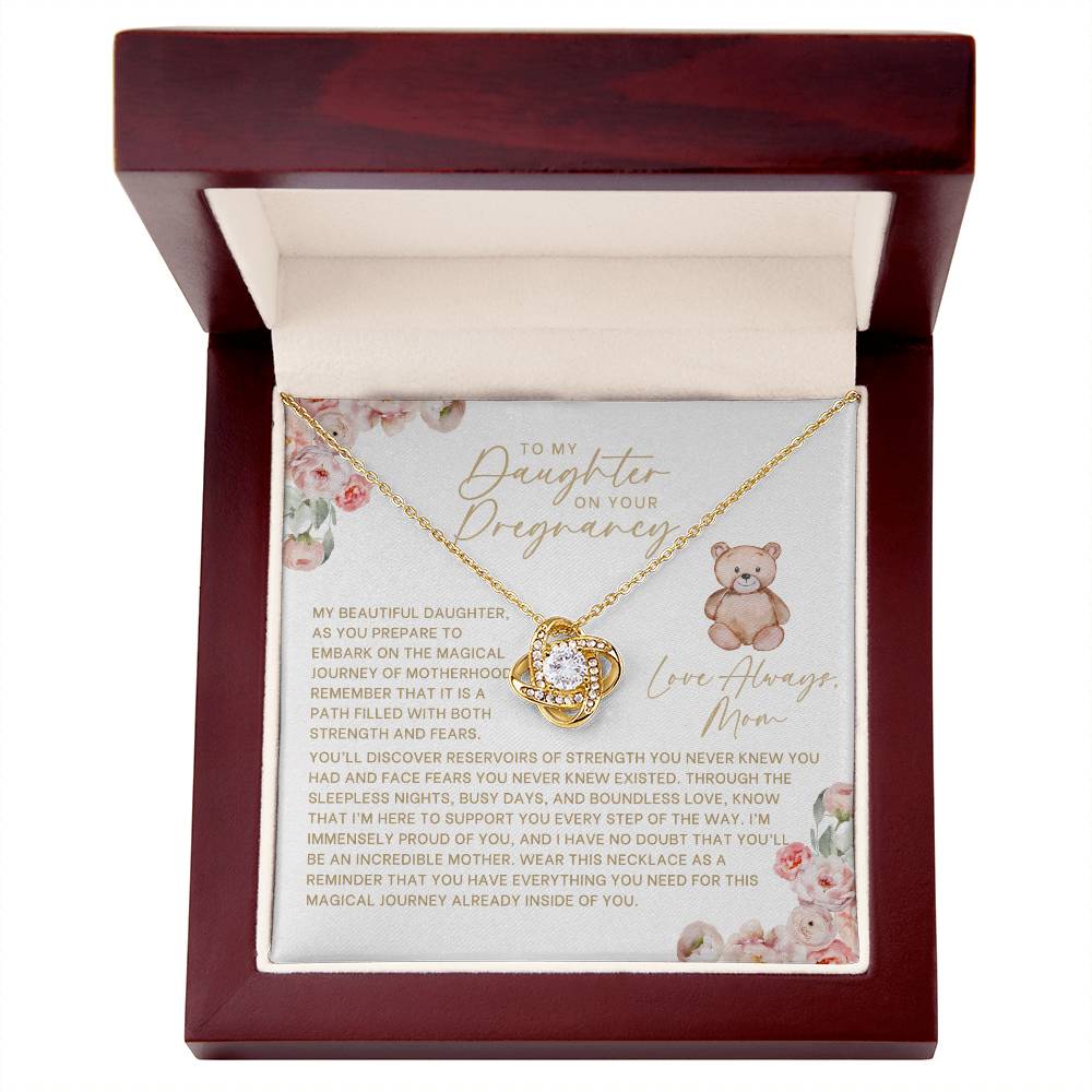 Floral and Bear Daughter Pregnancy Necklace