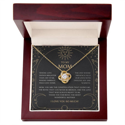 Celestial Moon and Stars Mom Love Knot Necklace