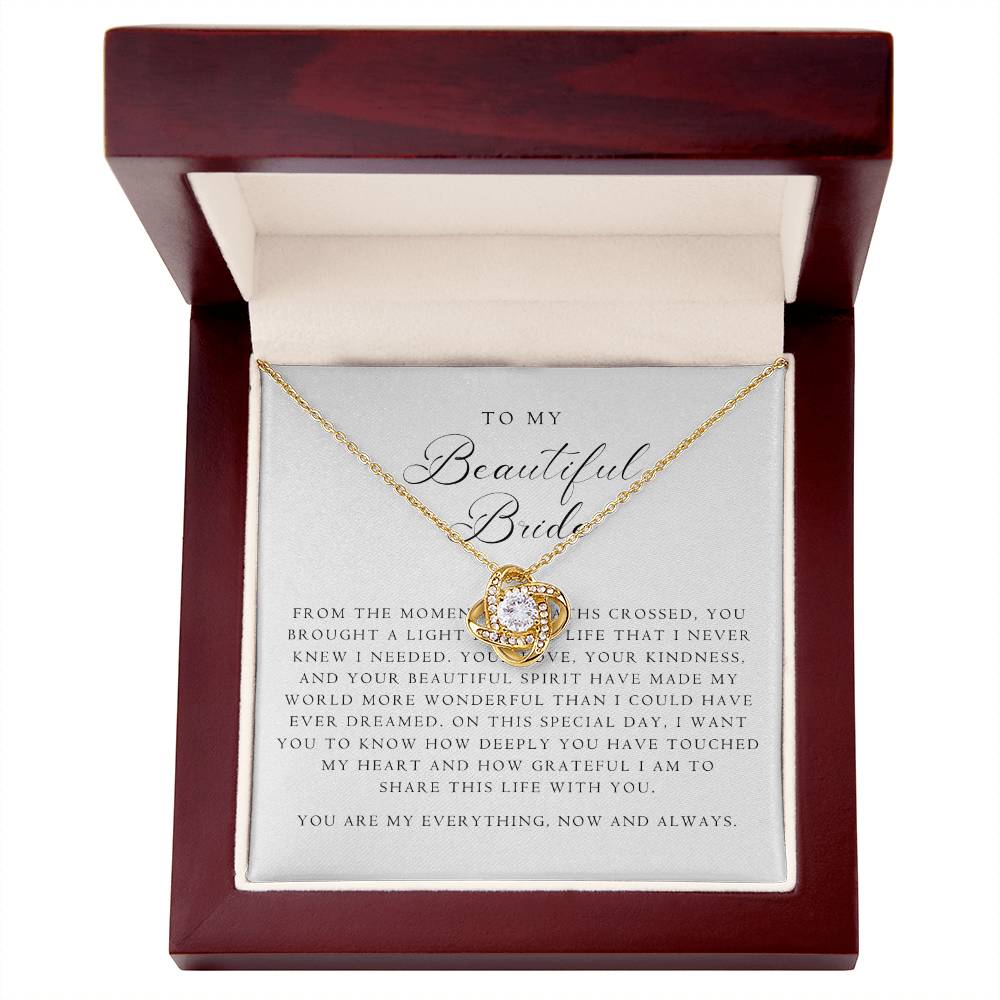 Bride Love Knot Necklace | Classic Script