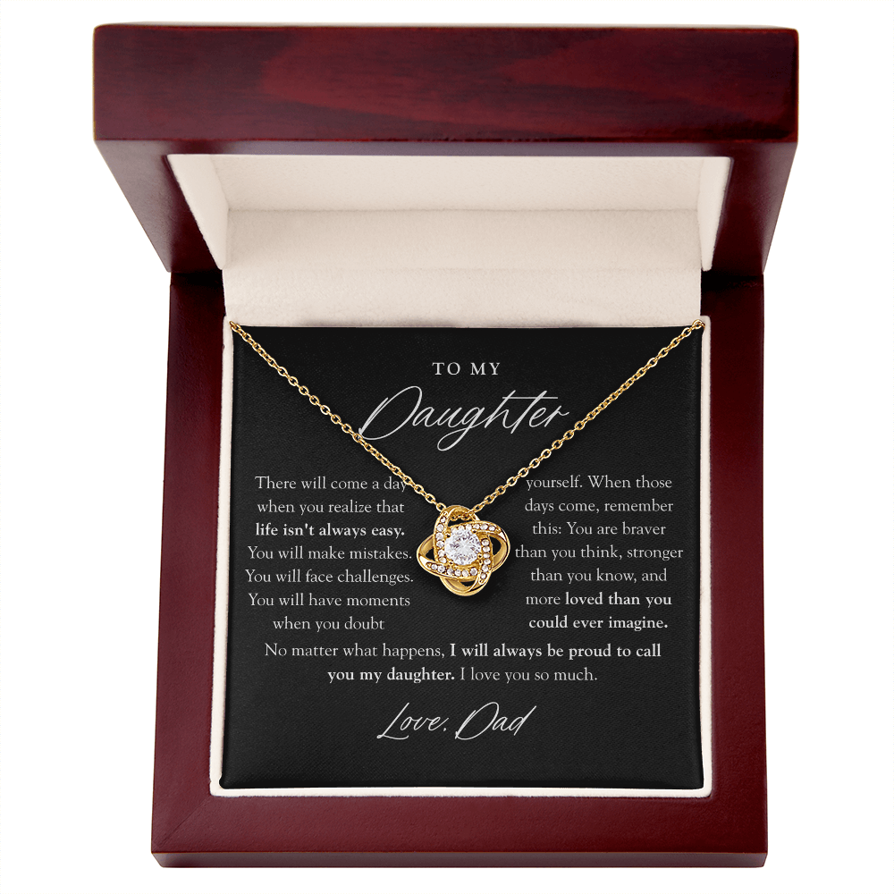To My Daughter Necklace | Braver Than You Think Matte Black