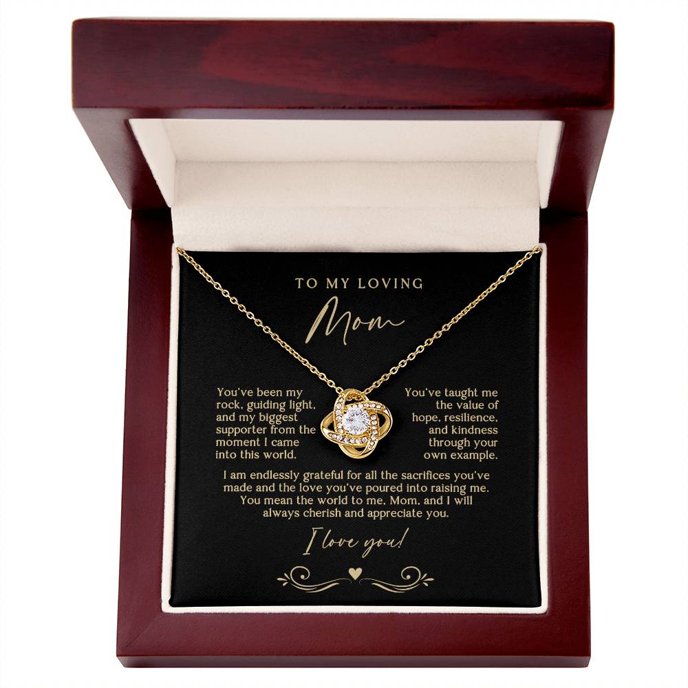 Black and Gold Cherished Mom Necklace