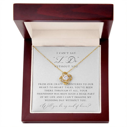 Maid of Honor Proposal Love Knot Necklace | Classic Script