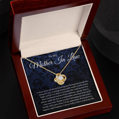 Mother In Law Gift (I Chose Your Son) Love Knot Necklace - Blue Lace Collection