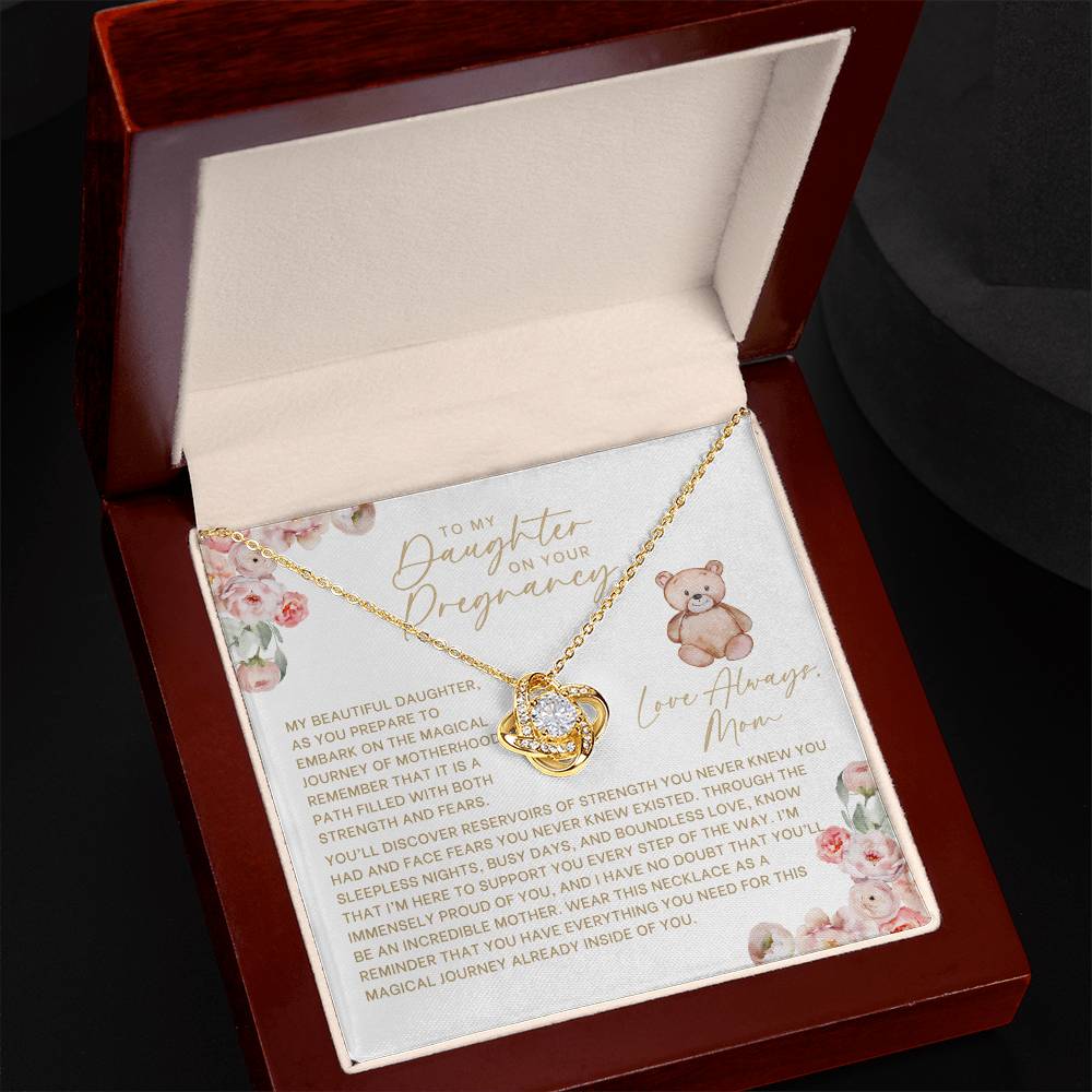 Floral and Bear Daughter Pregnancy Necklace