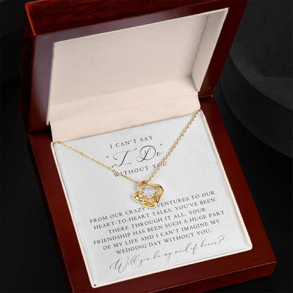 Maid of Honor Proposal Love Knot Necklace | Classic Script