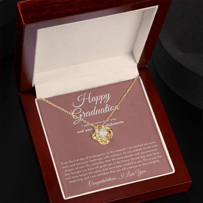 Happy Graduation (I Am So Proud) Love Knot Necklace