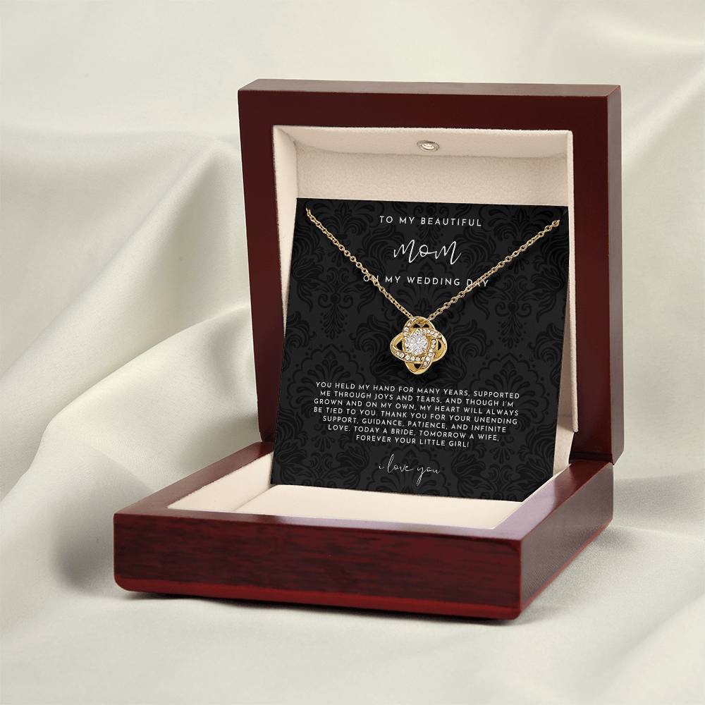 Mother Of The Bride Gift (You Held My Hand) Love Knot Necklace - Black Lace Collection