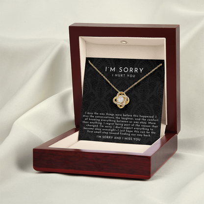 I'm Sorry Apology Love Knot Necklace | I Miss You Black Lace