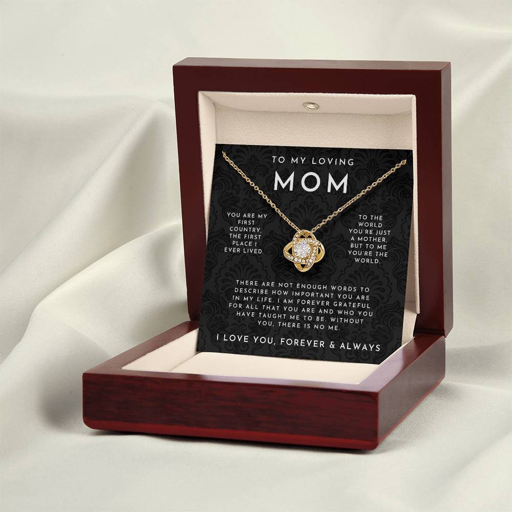 To My Loving Mom Love Knot Necklace