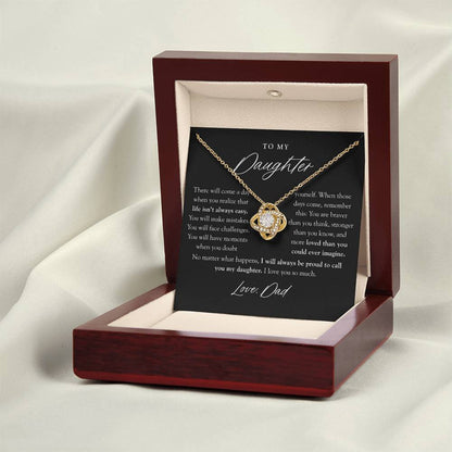 To My Daughter Necklace | Braver Than You Think Matte Black