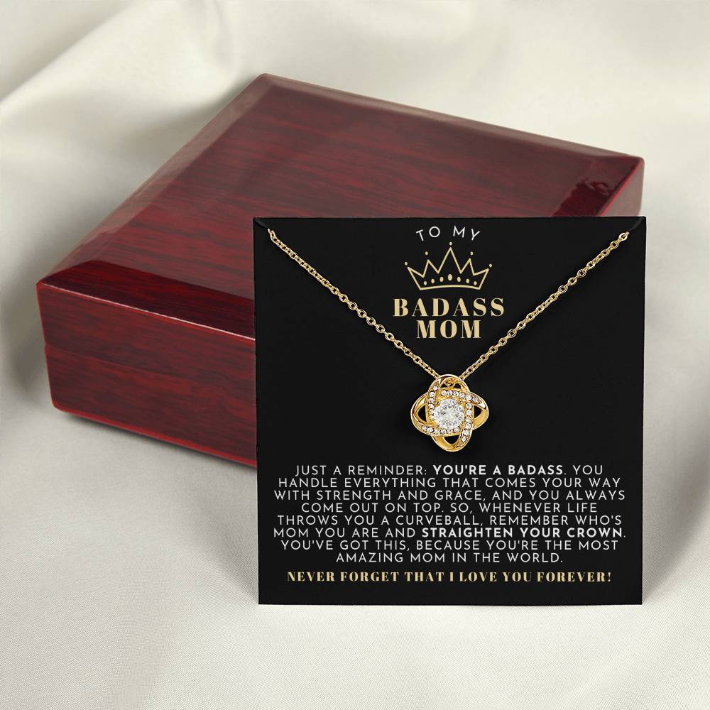 Black & Gold Badass Mom Necklace