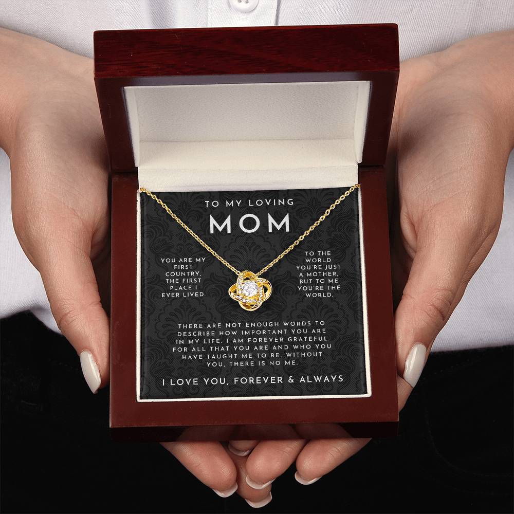 To My Loving Mom Love Knot Necklace